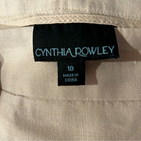 Cynthia Rowley size 10 linen tan midi skirt with belt, 2 pockets in back. - Picture 7 of 8